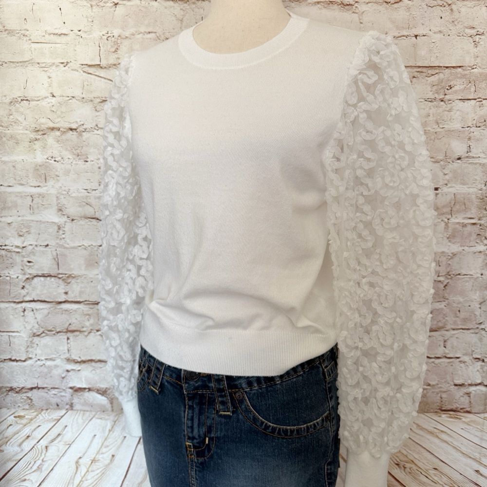 French Connection balloon appliqué sleeve sweater